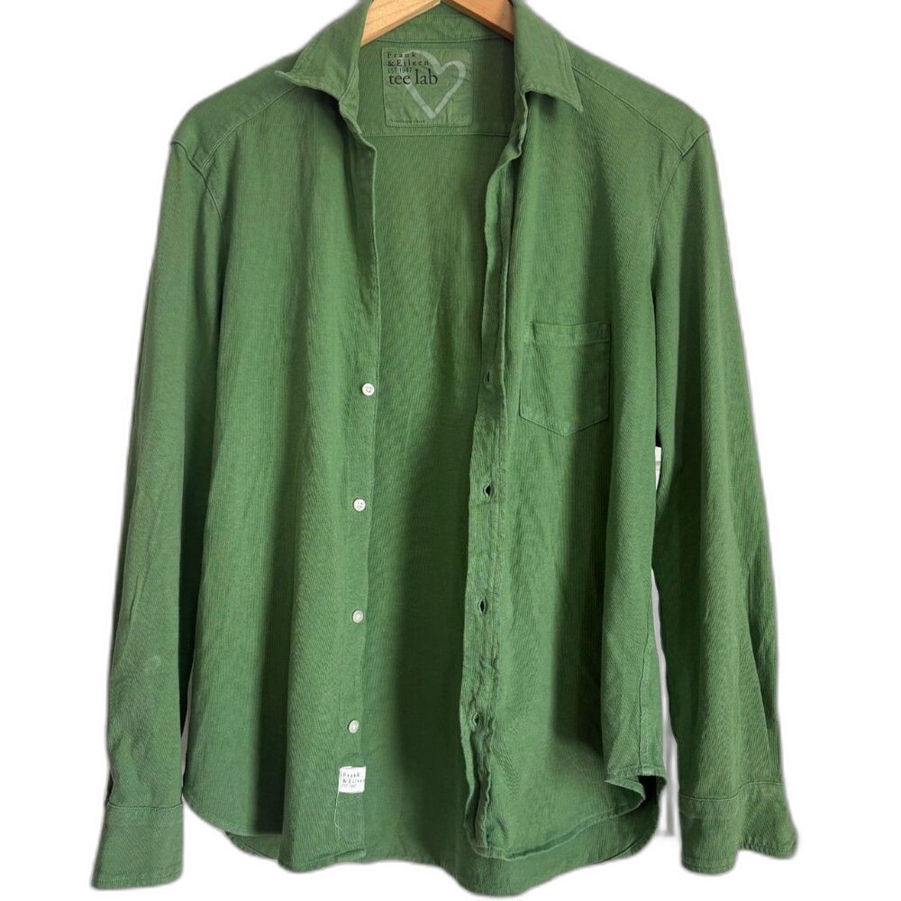 Frank & Eileen Tee Lab Button Up Green Long Sleeve Collard Shirt S